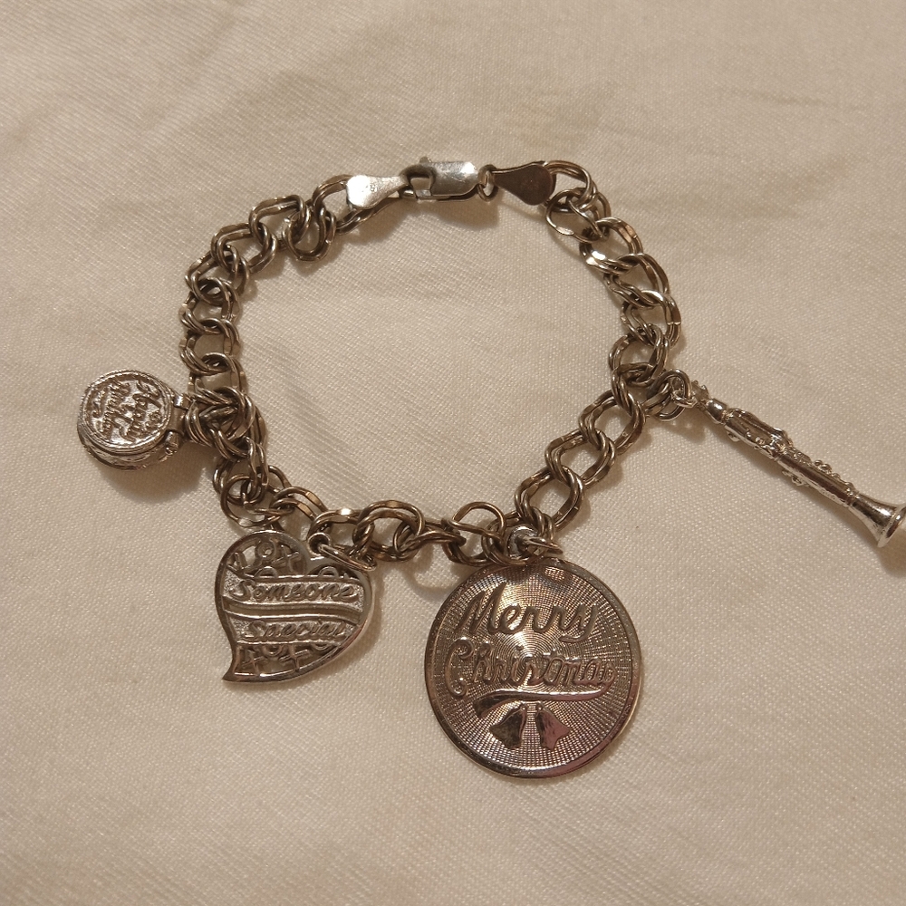 ROC Sterling Silver Charm Bracelet with Christmas Theme